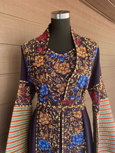 2 Pieces Distinctive Purple Palestinian Embroidered Colorful Abaya Saya Sleeve