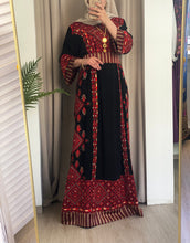 Black and Red Diamond Embroidered Thobe with Kashmir Details