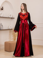 Yaqoot Elegant Stylish Black Thob with Red Embroidery and Satin Details