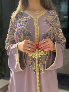 Elegant Handmade Belted Mauve Caftan