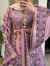 Durra Pink Satin Elegant Wide Sleeves Full Embroidered Thob Dress