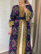NAQSH Qasab Luxurious Navy Diamond Embroidered Abaya with Golden Thread Details