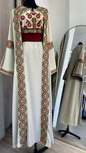Haya Beige Dress and Abaya Set with Palestinian Floral Embroidery