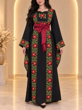 Rafeef Black Floral Embroidered Dress with Unique Very Wide Radan Sleeves