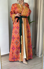 NAQSH Qasab Luxurious Orange Diamond Embroidered Abaya with Golden Thread Details