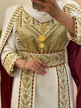 Stunning White And Gold Royal Sleeve Palestinian Embroidered Dress