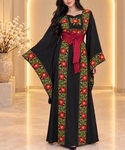 Rafeef Black Floral Embroidered Dress with Unique Very Wide Radan Sleeves