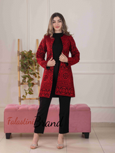 Long Red And Black Embroidered Jacket