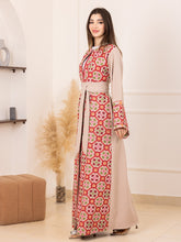BEESAN Elegant Beige Palestinian Embroidered Abaya