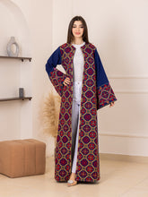 BEESAN Elegant Blue Palestinian Embroidered Abaya