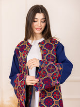 BEESAN Elegant Blue Palestinian Embroidered Abaya