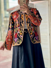 Palestinian Black And Gold Embroidered Jacket with Open Sleeves