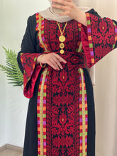 Asala Black Palestinian Embroidered Thob with Beads and Manajil Details