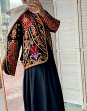 Palestinian Black And Gold Embroidered Jacket with Open Sleeves