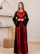 Yaqoot Elegant Stylish Black Thob with Red Embroidery and Satin Details