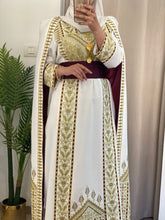 Stunning White And Gold Royal Sleeve Palestinian Embroidered Dress