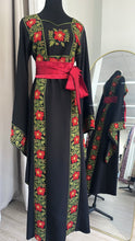Rafeef Black Floral Embroidered Dress with Unique Very Wide Radan Sleeves