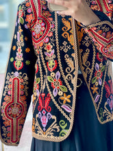 Palestinian Black And Gold Embroidered Jacket with Open Sleeves