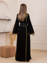 Yaqoot Elegant Stylish Black Thob with Green Embroidery and Satin Details