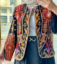 Palestinian Black And Gold Embroidered Jacket with Open Sleeves