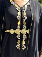 Elegant Black Sleeveless Handmade Moroccan Belted Caftan with Cape