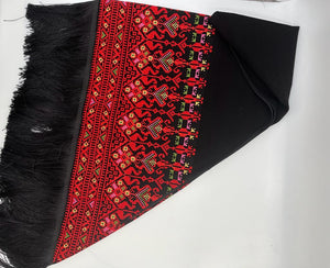 Black And Red Embroidered Shawl with Stylish Machine Embroidery