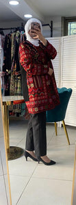 Long Red and Colorful Flowers Embroidered Jacket