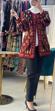 Elegant Palestinian Black And Red Floral Embroidered Jacket