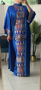 Royal Blue Embroidered Dress and Abaya Set