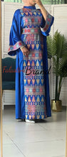 Royal Blue Embroidered Dress and Abaya Set