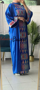 Royal Blue Embroidered Dress and Abaya Set