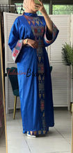 Royal Blue Embroidered Dress and Abaya Set