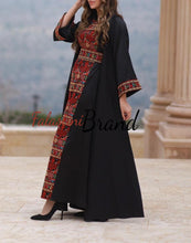 Royal Black Embroidered Dress and Abaya Set with Colored Embroidery