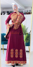 Stylish New Design Burgundy Embroidered Dress with Wide Embroidered Sleeves