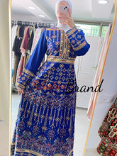 Unique Blue Indian Style Thobe Dress with Palestinian Embroidery