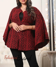 Red Full Embroidered Palestinian Poncho/Cape