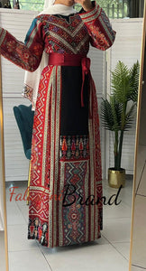 Very Luxurious Black and Burgundy and Turquoise Thob with Qasab and Satin Details