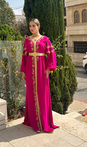 Elegant Handmade Belted Fuchsia Caftan