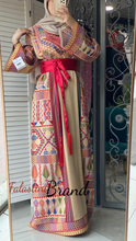 Trendy Beige Majdalawi Fabric Thob with Colorful Embroidery