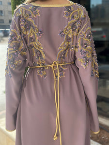 Elegant Handmade Belted Mauve Caftan