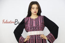 Black And Pink Lines Palestinian Embroidered Thobe