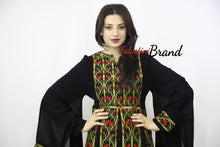 Stylish Layered Dark Green and Red Embroidered Tobe Dress With Lace Details