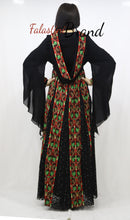 Stylish Layered Red And Green Embroidered Tobe Dress With Lace Details