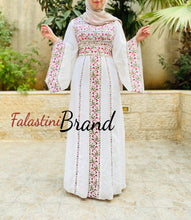 White Wide Sleeve Lined Embroidered Dress with Wonderful Embroidery