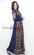 Navy Lite Queen Thobe Embroidered Palestinian Dress