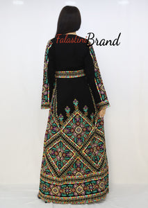 Manajil Palestinian Embroidered Floral Thobe Dress Palestinian Embroidery