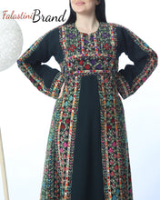 Amazing Dark Green Manajil Palestinian Embroidered Thobe Dress With Astonishing Embroidery