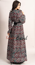 Amazing Metallic Silver Threads Palestinian Embroidered Thobe Dress Long Sleeve