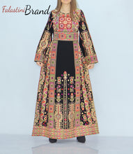 Amazing Black Malak Palestinian Embroidered Thobe Dress With Astonishing Embroidery