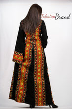 Stylish Fire Color Palestinian Embroidered Abaya Thobe Dress